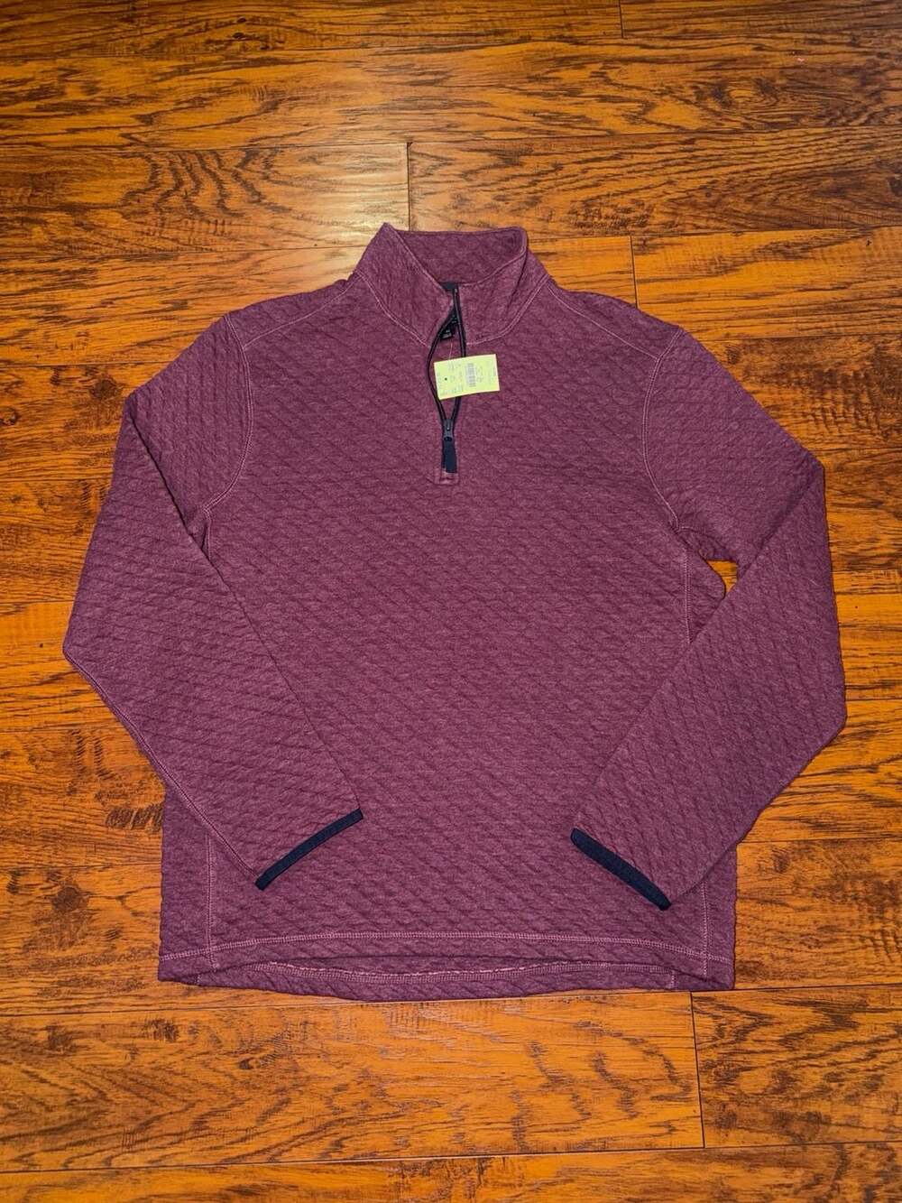 J.Crew Authentic Fleece Quilted 1/4 Zip Pullover Size M Burgundy